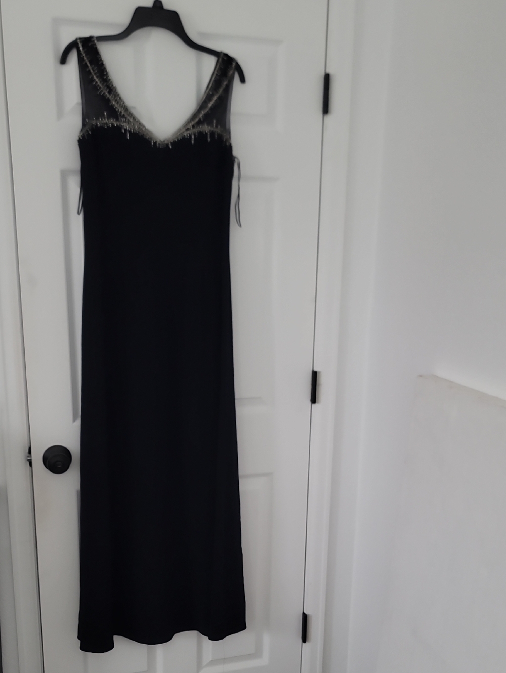 Jovani Black Beaded V-Neck Evening Maxi Dress